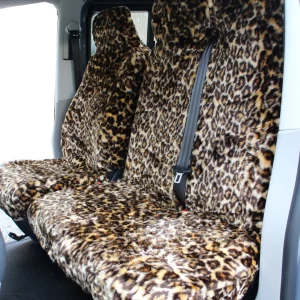 Ford Transit van seat covers leopard faux fur fabric (2000 onwards)