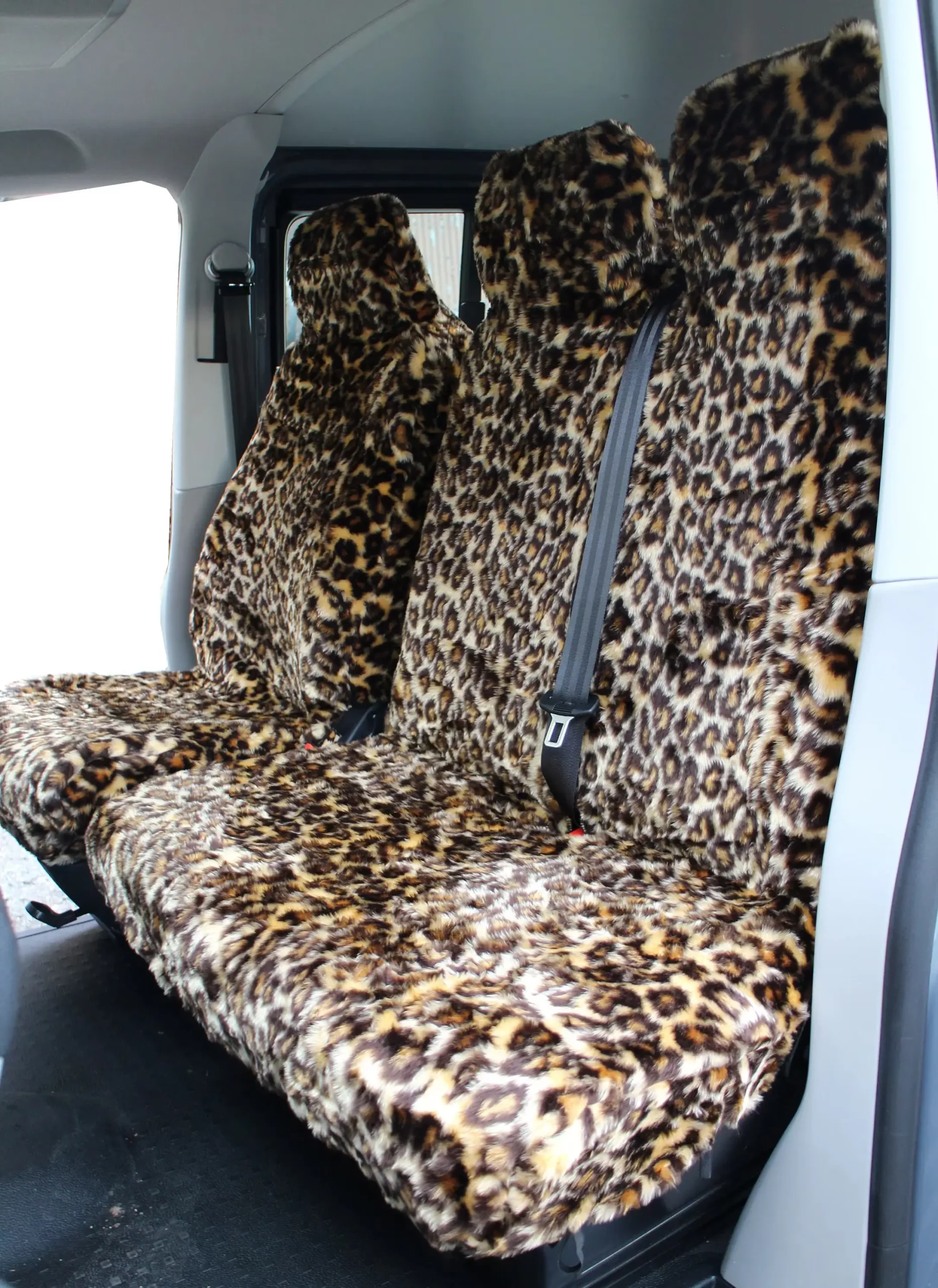 Ford Transit van seat covers leopard faux fur fabric (2000 onwards)