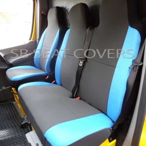 Mercedes Vito van seat covers anthracite + alcantara blue trim (cloth fabric) VSC103B