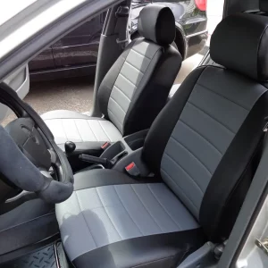 Mitsubishi Shogun Jeep seat covers in anthracite with leatherette trim - 2 fronts
