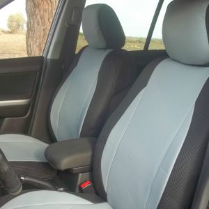 Toyota Landcruiser Jeep seat covers in anthracite with leatherette trim - 2 fronts
