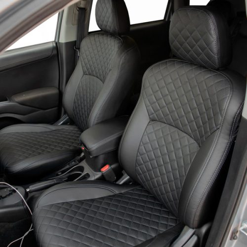 Citroen Crosser jeep seat covers anthracite cloth fabric with red bolsters- 2 fronts