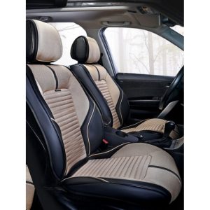 Isuzu Rodeo Denver jeep seat covers anthracite cloth fabric with red bolsters- 2 fronts