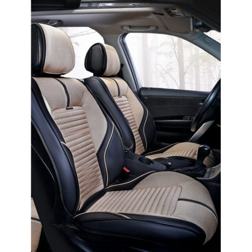 Isuzu Rodeo Denver jeep seat covers anthracite cloth fabric with red bolsters- 2 fronts