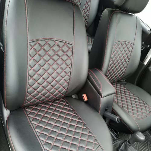 Land Rover Discovery jeep seat covers anthracite cloth fabric with red bolsters- 2 fr