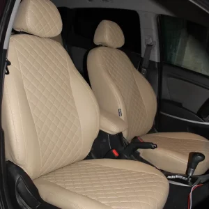 Suzuki Grand Vitara jeep seat covers anthracite cloth fabric with red bolsters- 2 fro