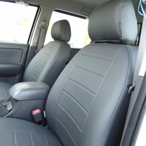 Nissan Terrano 2 jeep seat covers anthracite cloth fabric with red bolsters- 2 fronts