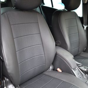 Toyota Hilux Jeep seat covers in anthracite with leatherette trim - 2 fronts